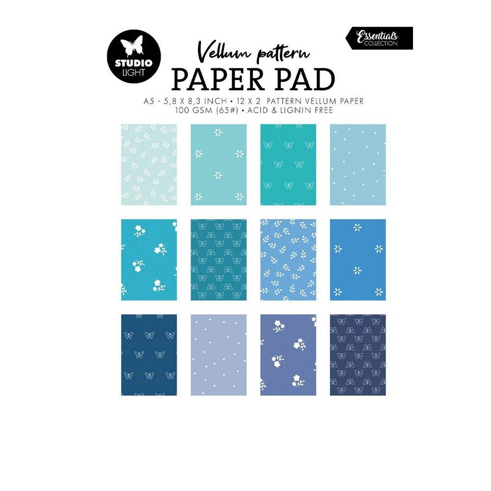 Blocco di carte vellum Stampa Blu primaverile A5