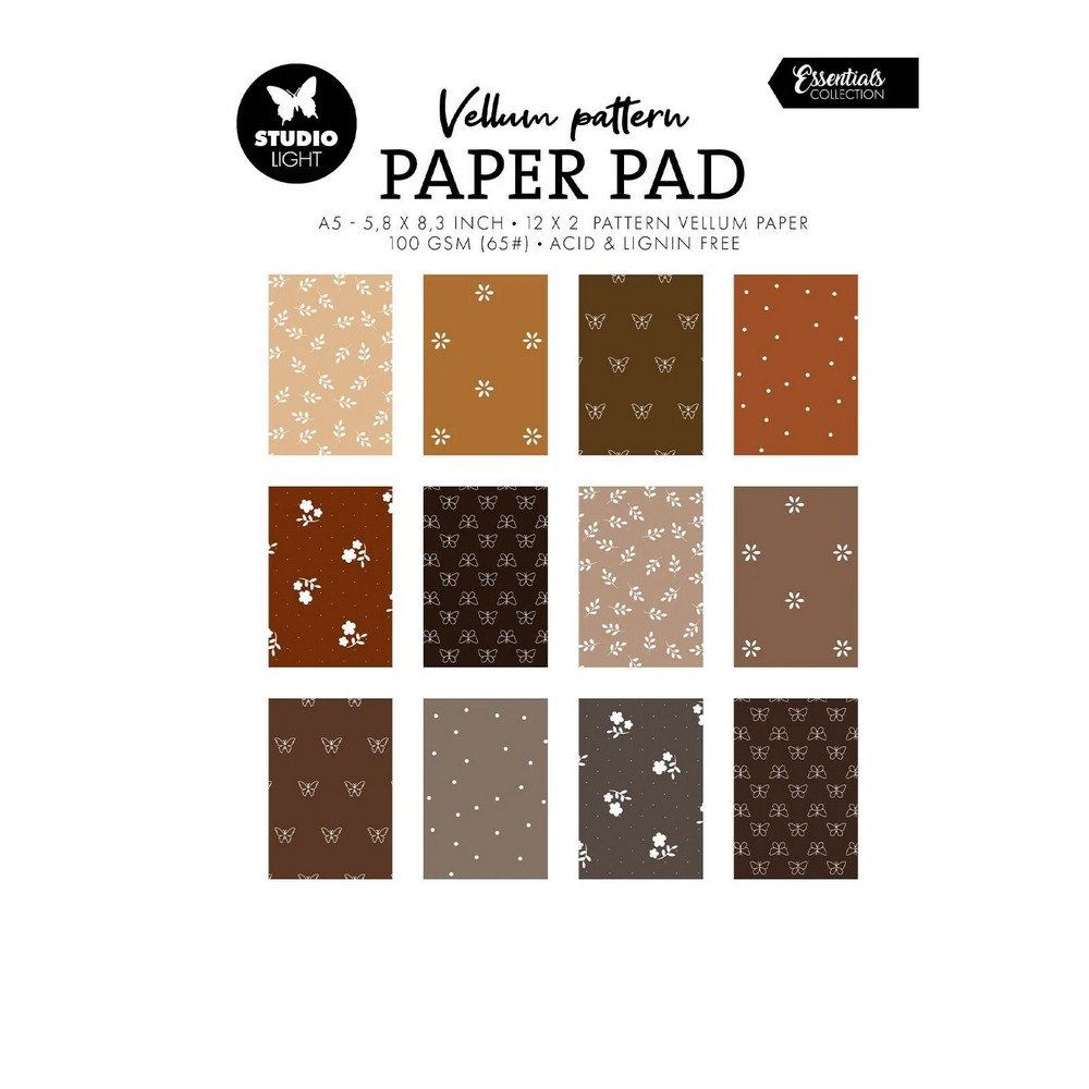 Blocco di carte vellum Stampa Marrone primaverile A5