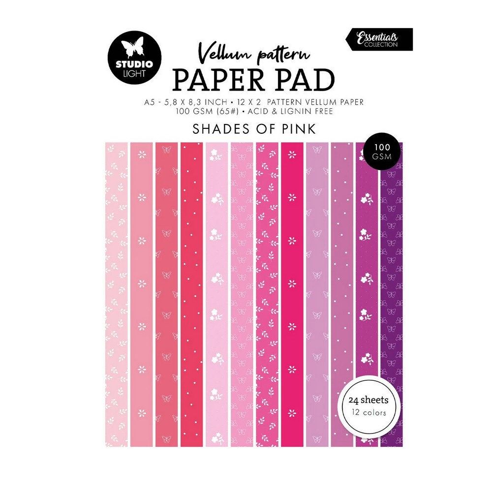 Blocco di carte vellum Stampa Rosa primaverile A5