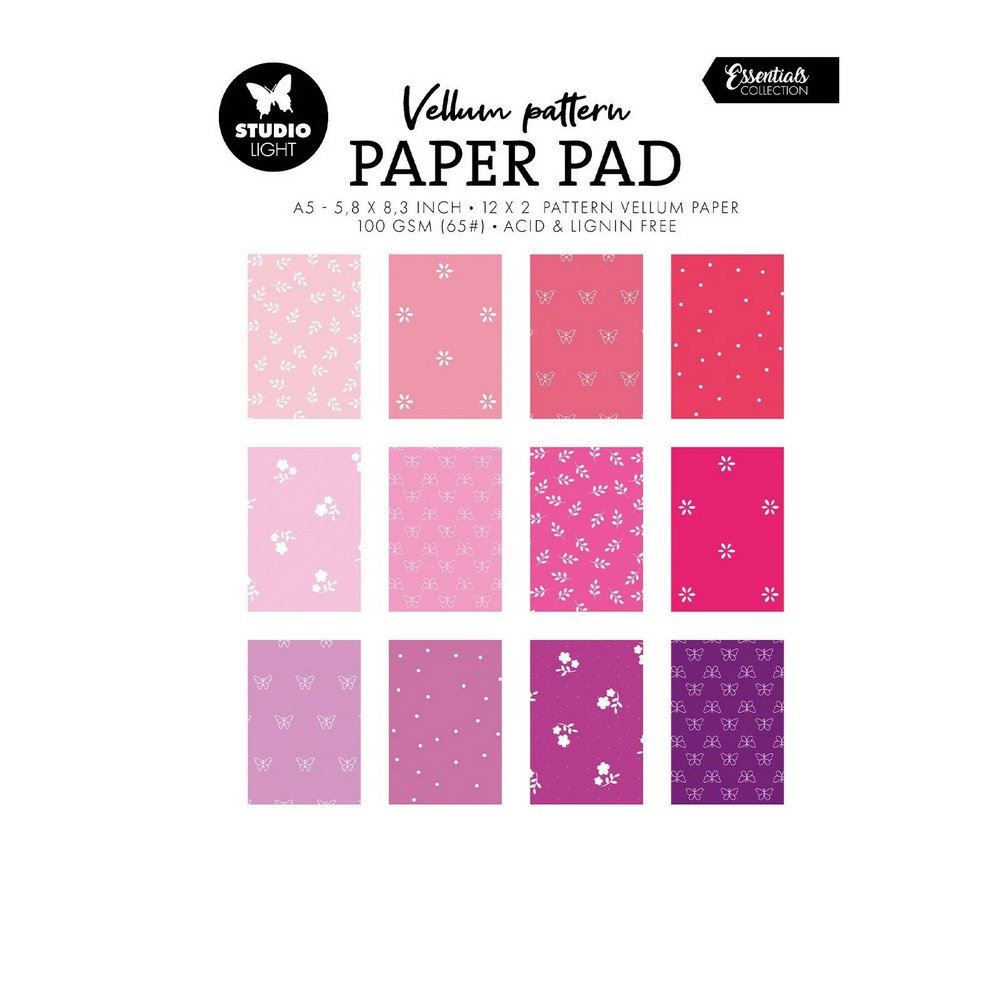Blocco di carte vellum Stampa Rosa primaverile A5