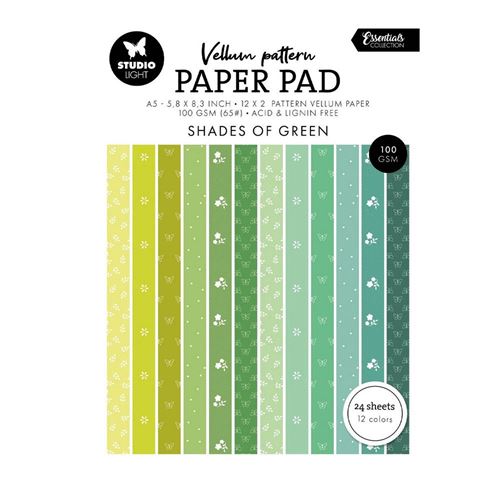 Blocco di carte vellum Stampa Verde primaverile A5