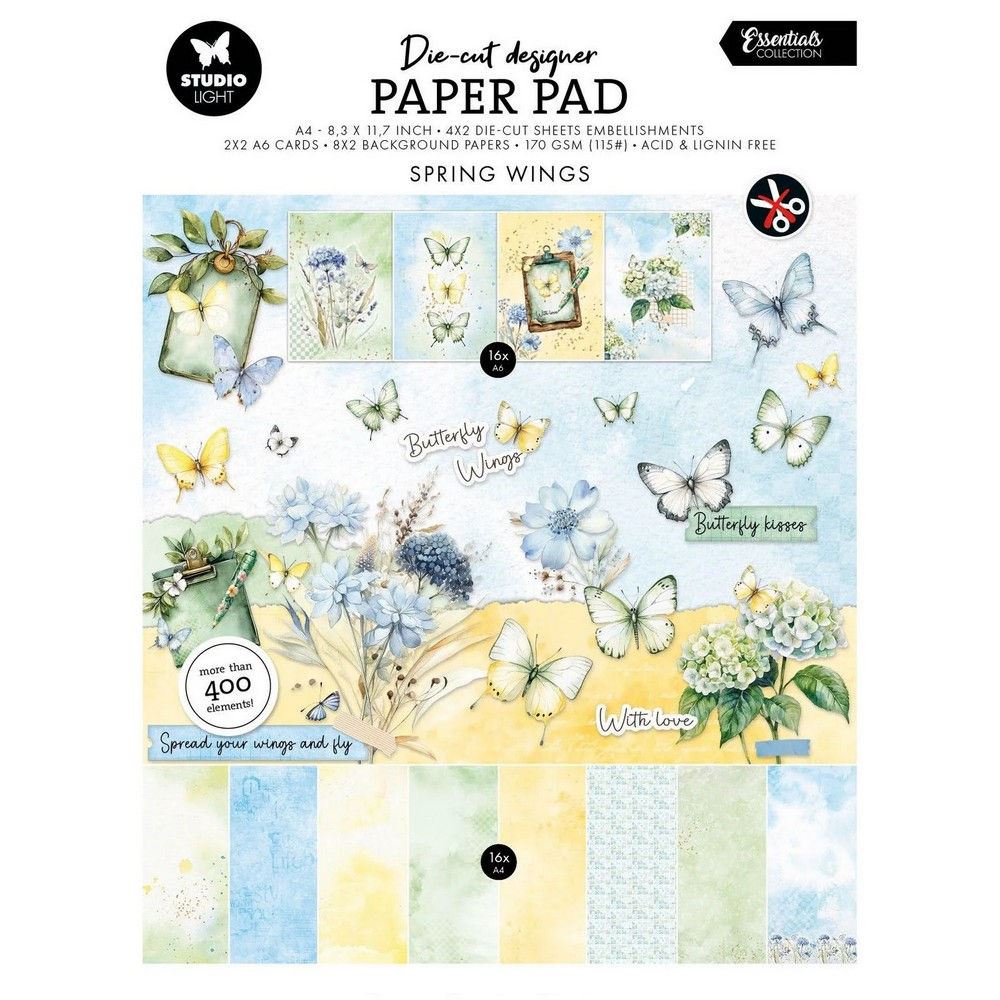 Blocco di cartoncini Spring Wings Butterflies A4