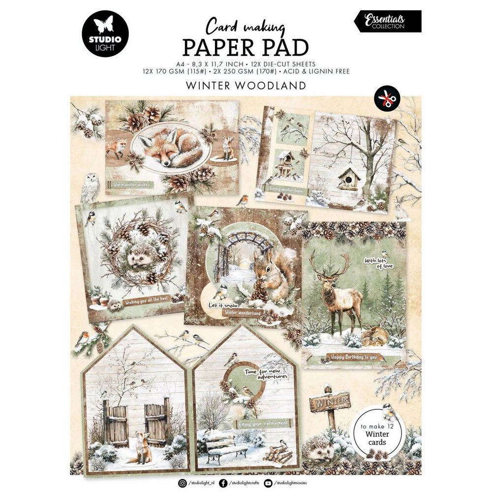 Blocco di cartoncini Card Making Winter Woodland A4
