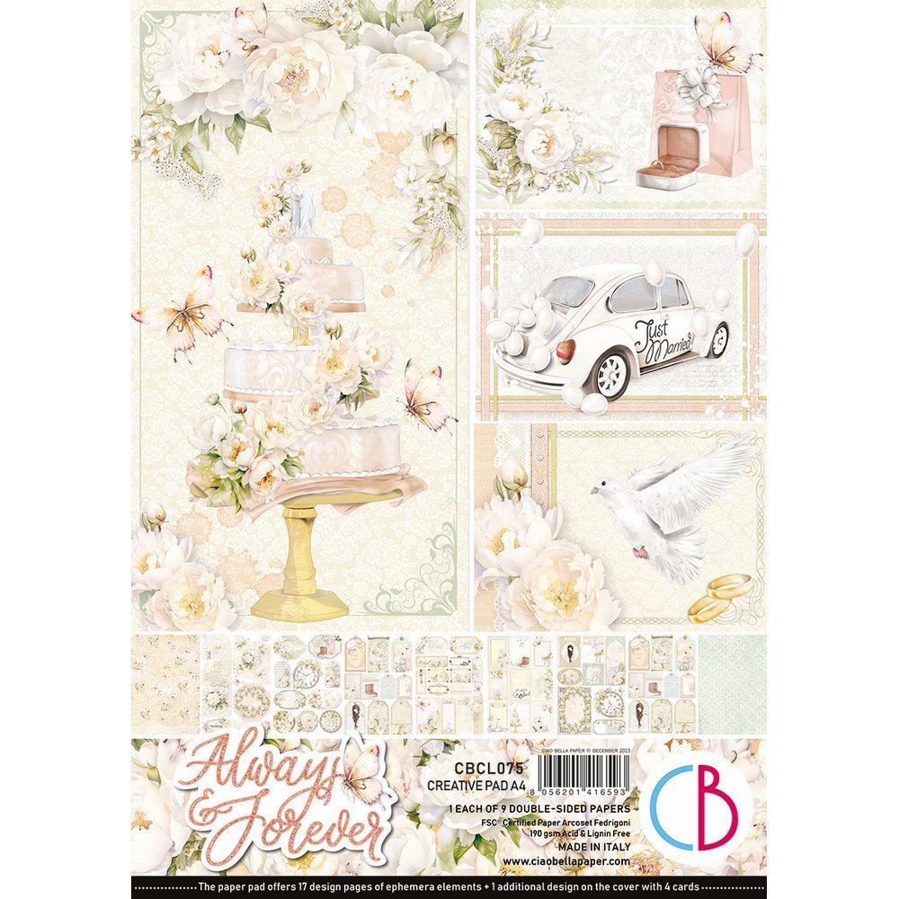 Blocco di cartoncini Scrap A4 Always & Forever