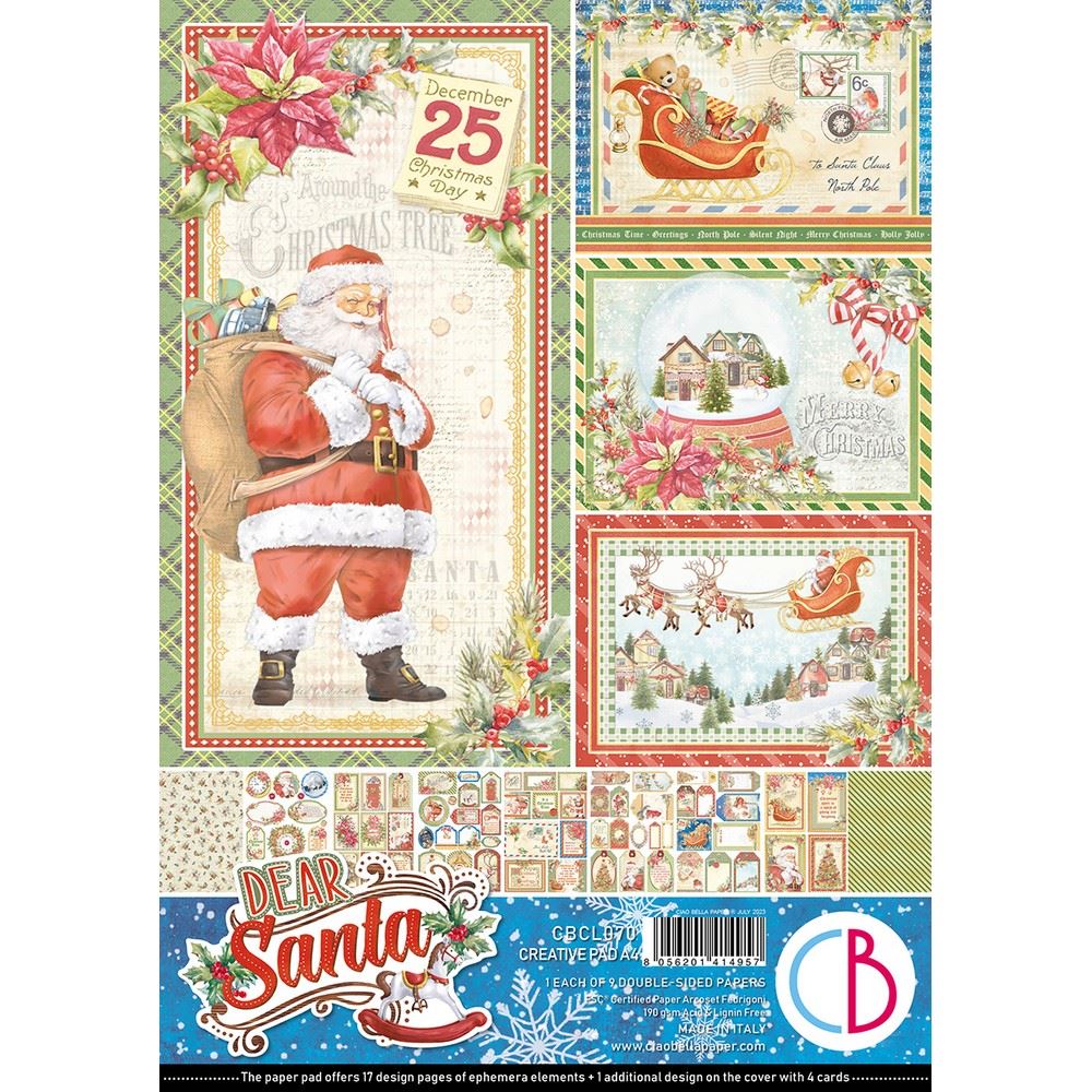 Blocco di cartoncini Scrap A4 Dear Santa