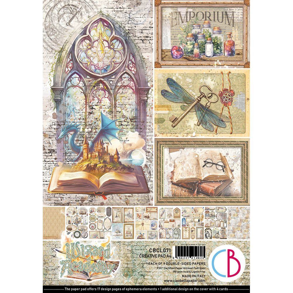 Blocco di cartoncini Scrap A4 Wizard Accademy