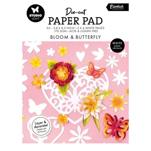 Blocco di cartoncini pretagliati Bloom & Butterfly A5