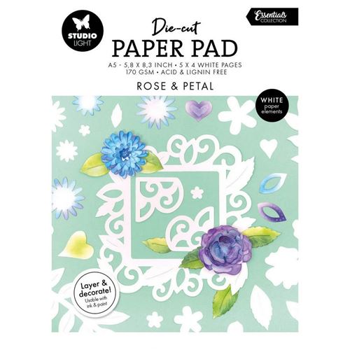 Blocco di cartoncini pretagliati Rose & Petal A5