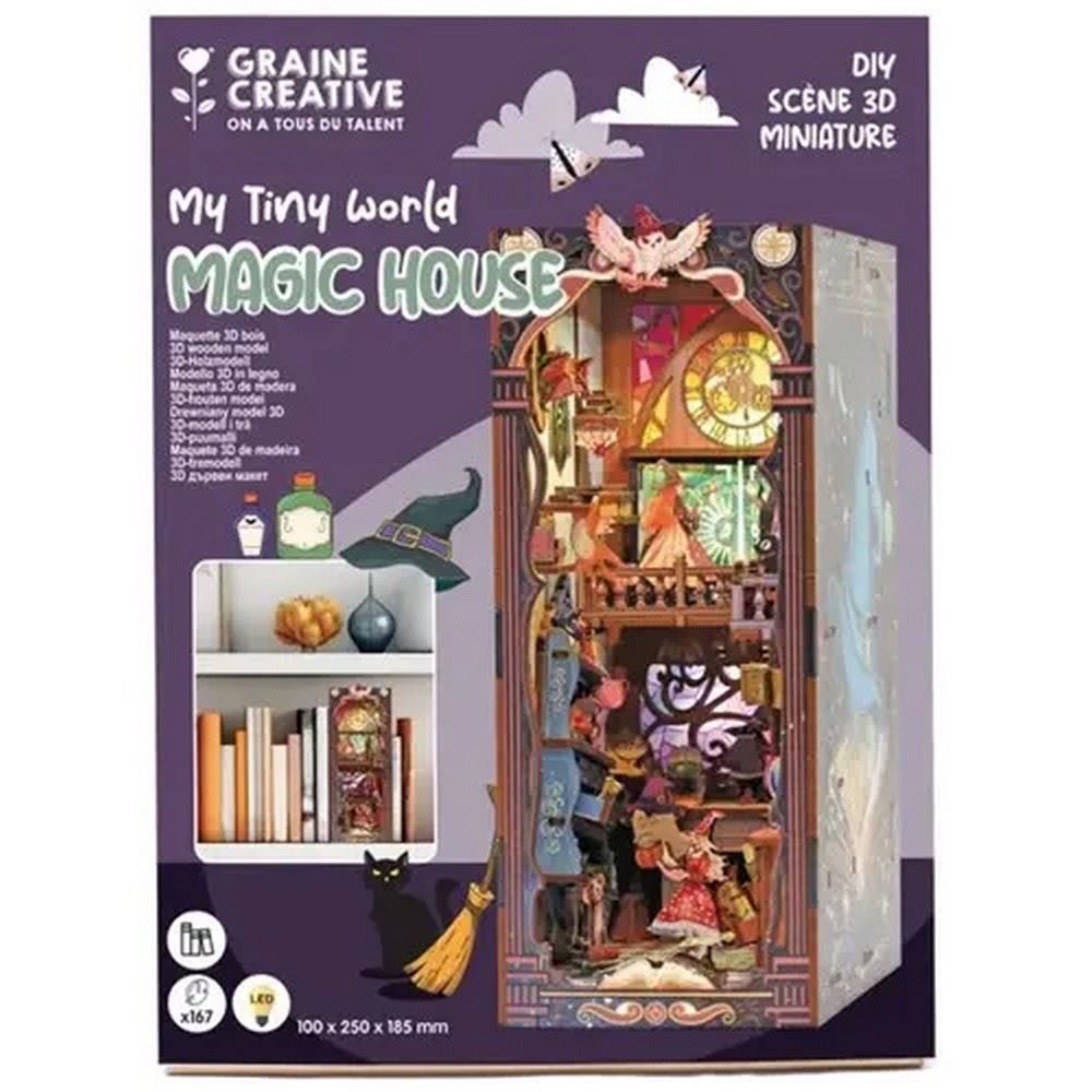 Book Nook My Tiny World Magic House – Kit Miniatura 3D in legno con luci LED