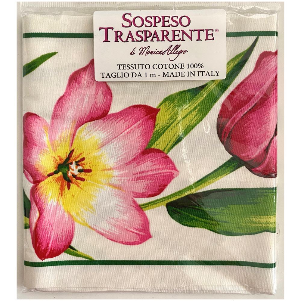 Bordo in tessuto con Tulipani per Sospeso Trasparente