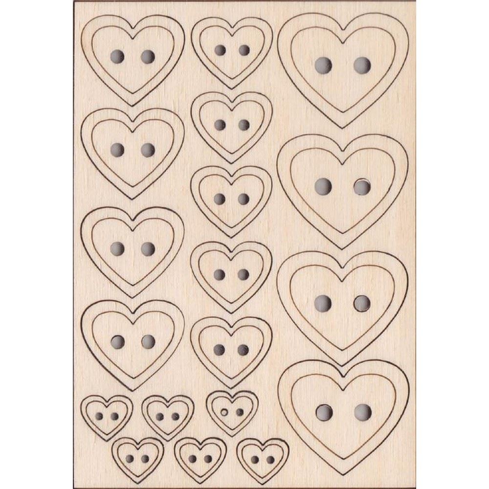 10 cuciture shopdrueck/decorazione bottoni in legno a forma di cuore 