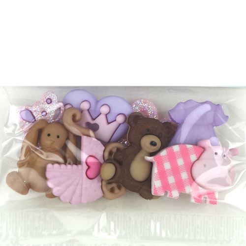 Bottoni Girl orsetto e coniglio