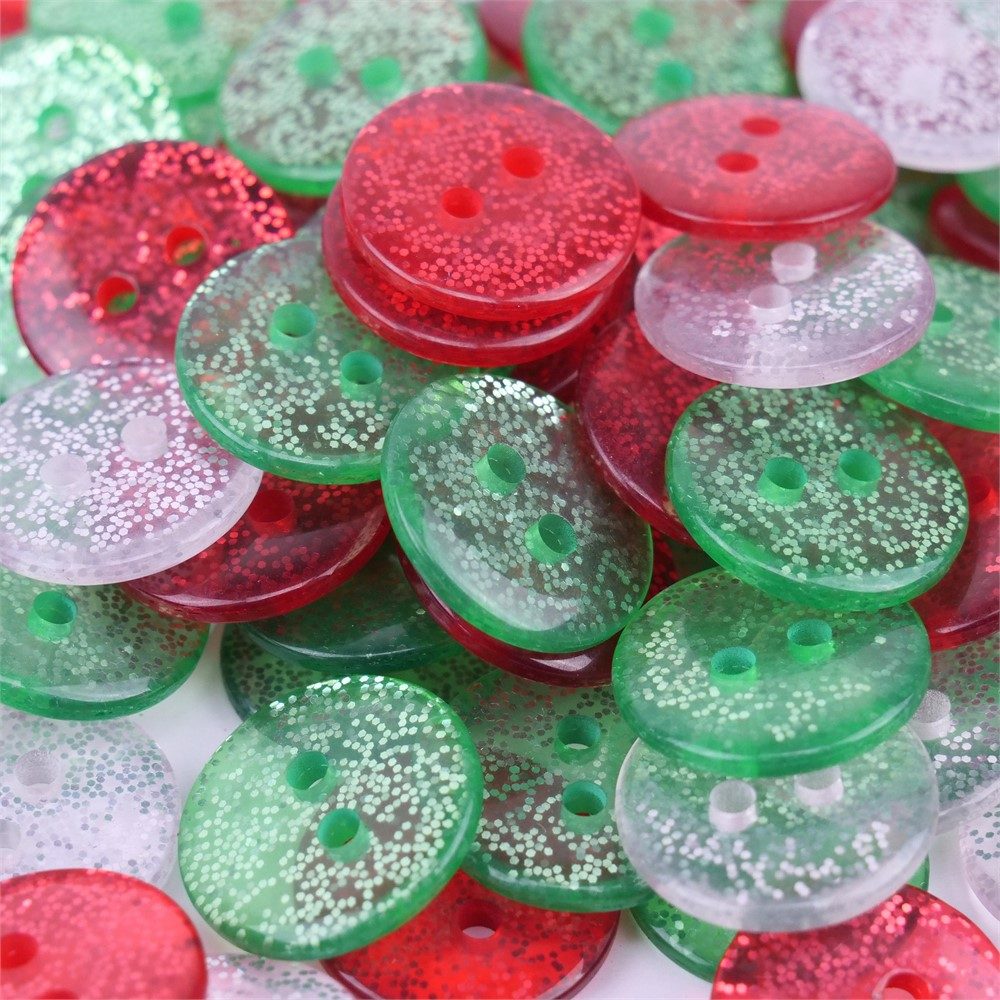 Bottoni Glitter Verdi Bianchi e Rossi