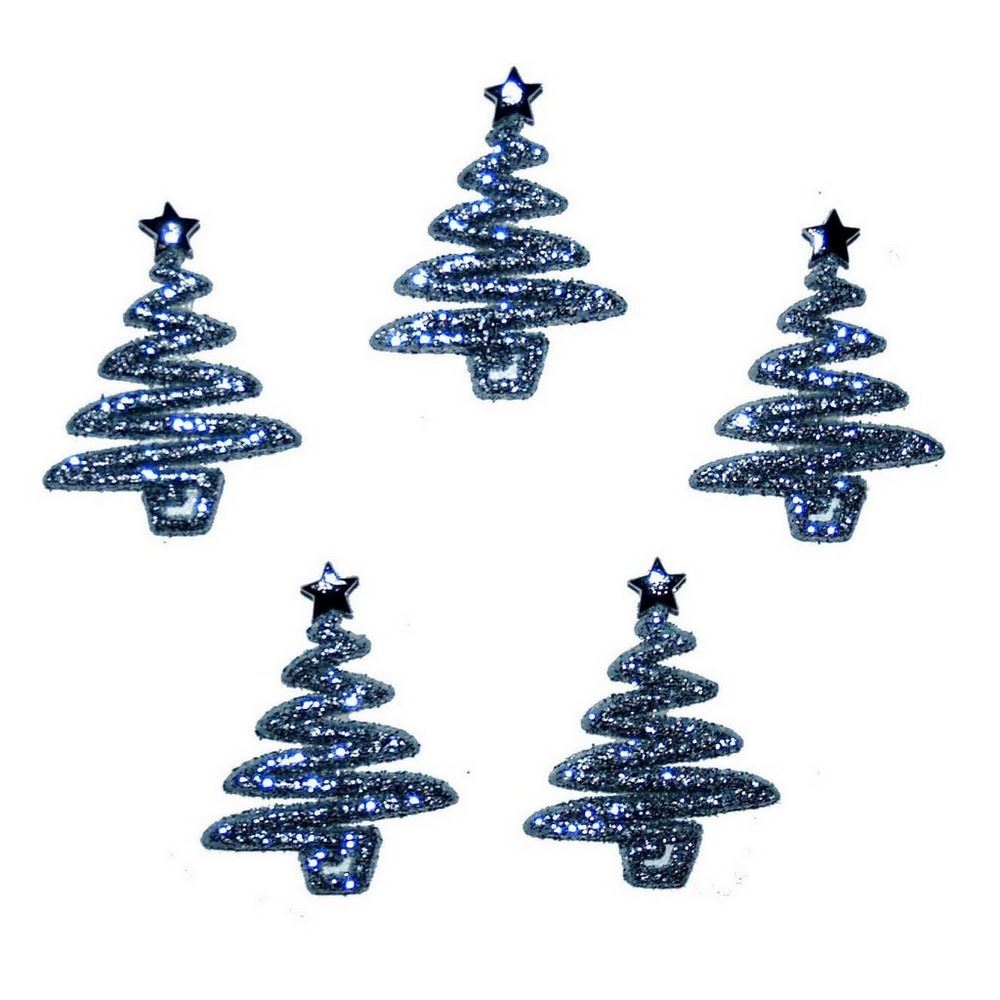 Bottoni Silver Glitter Trees