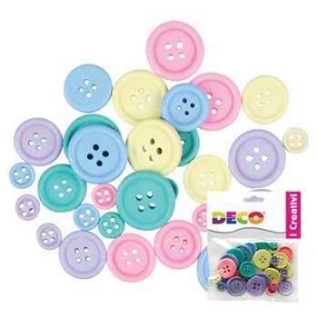 Bottoni in legno colorati a tinte pastello