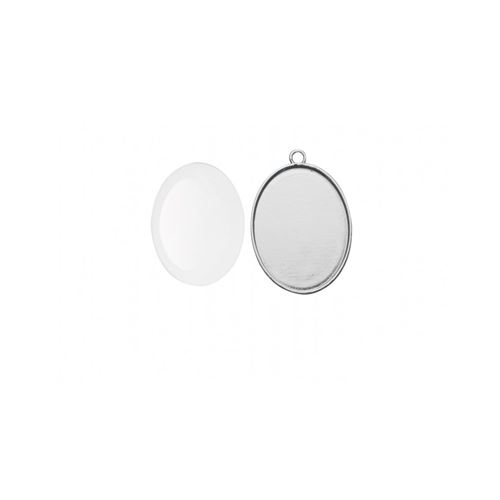 Cabochon Ovale colore argento cm 4 x 3