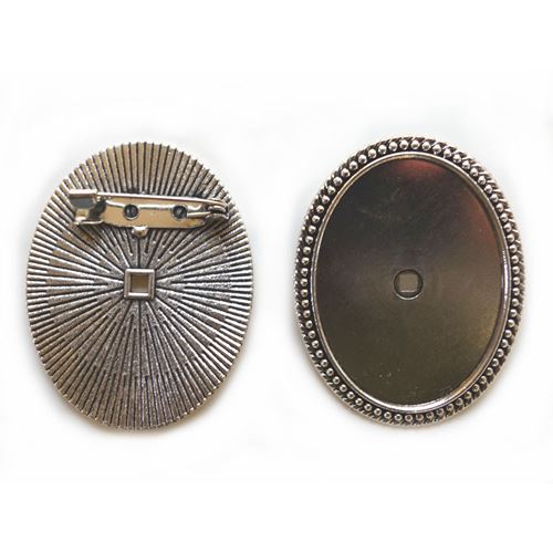 Cabochon Ovale colore argento con spilla