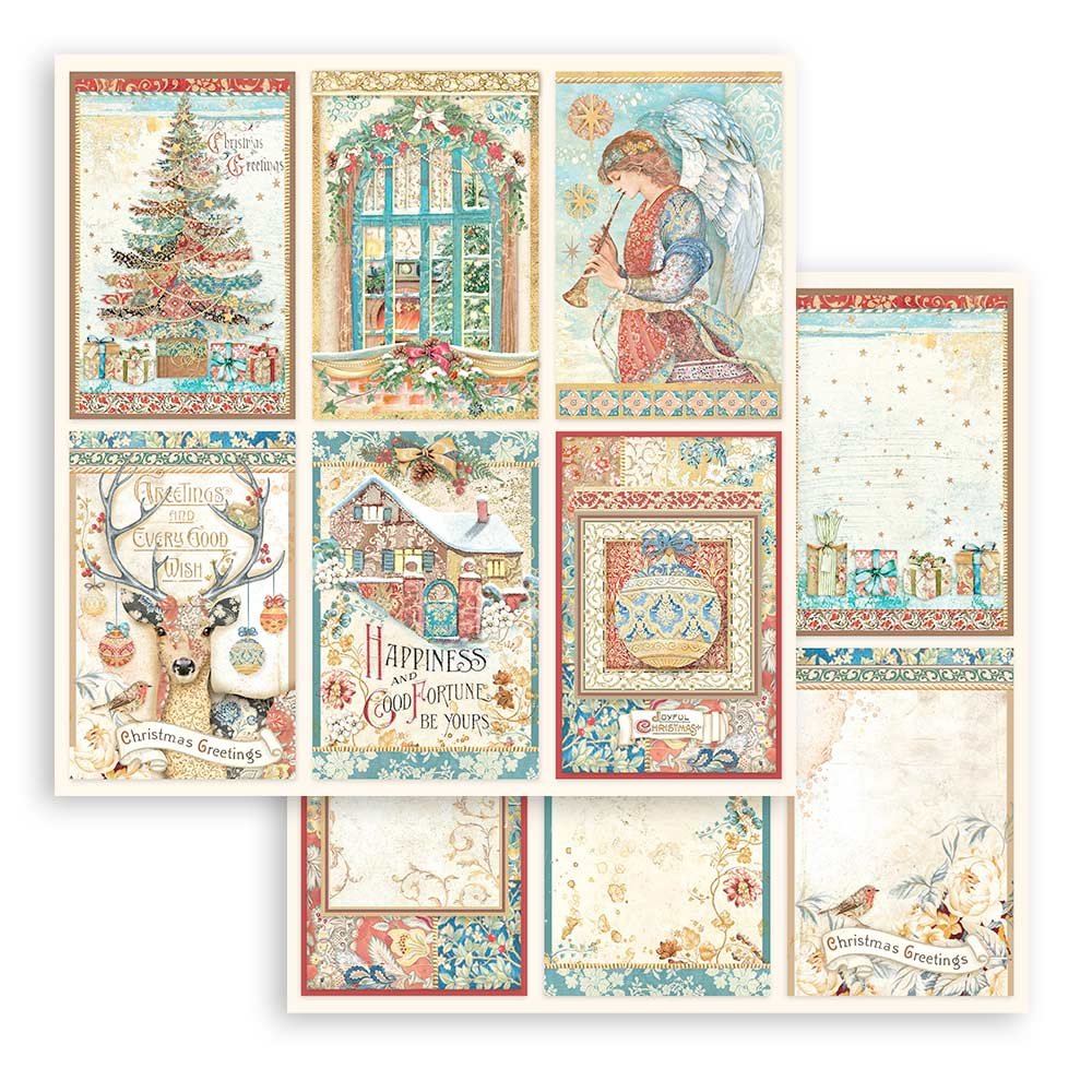 Carta Scrap 6 cards Christmas Greetings 6 cards Stamperia