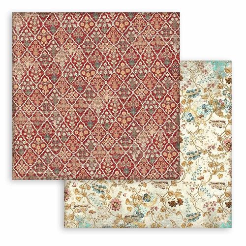 Carta Scrap 6 cards Christmas Greetings texture rossa Stamperia