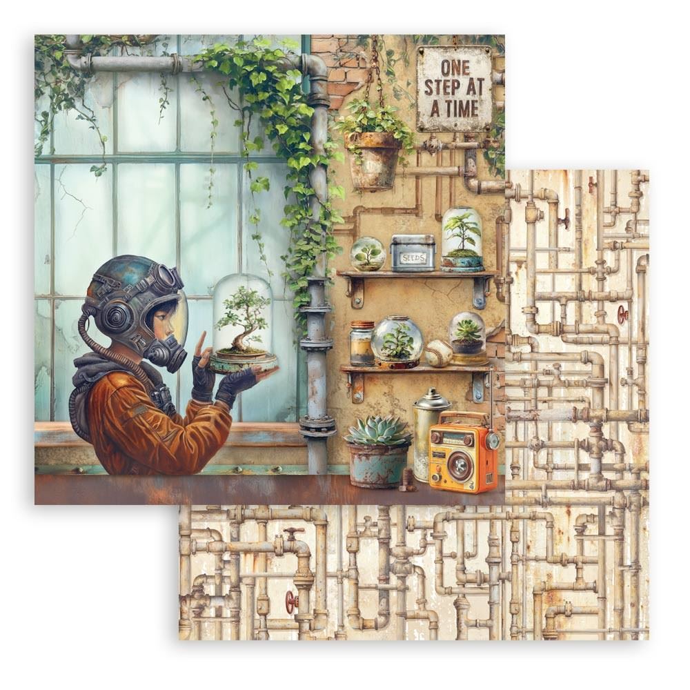 Carta Scrap A new Beginning terrarium Stamperia