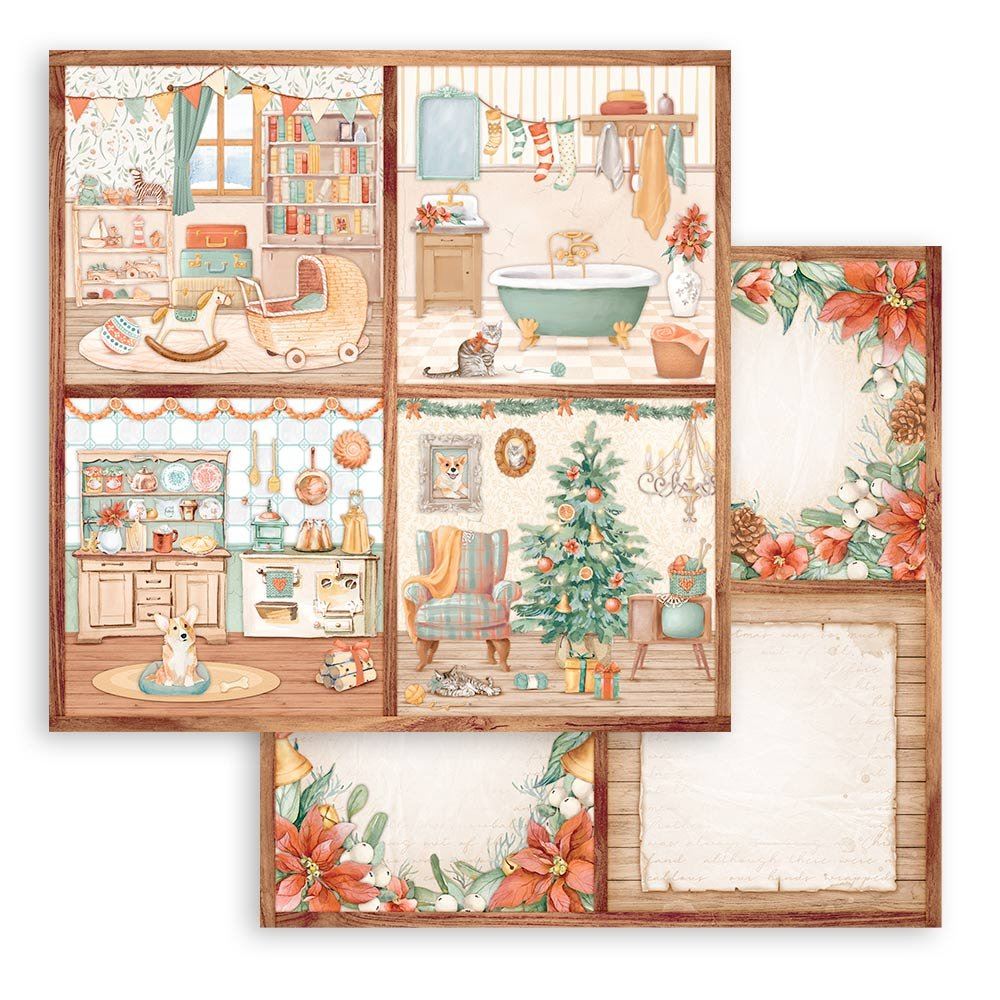 Carta Scrap All Around Christmas 4 cards Stamperia