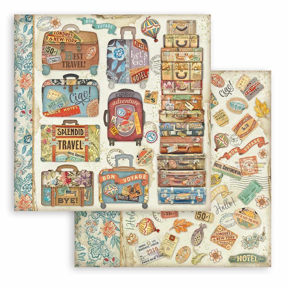 Carta Scrap Art of Travelling valigie Stamperia