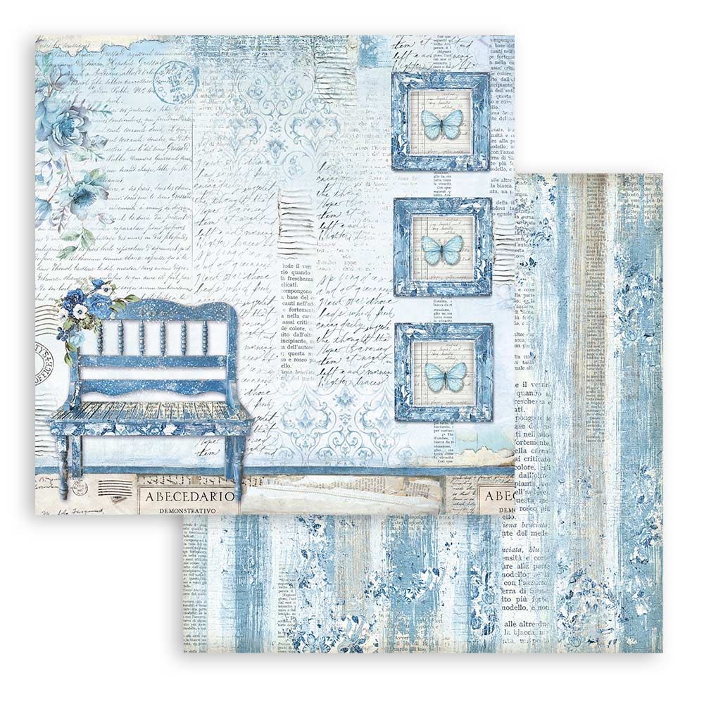 Carta Scrap Blue Land panchina Stamperia