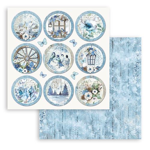 Carta Scrap Blue Land tondi Stamperia