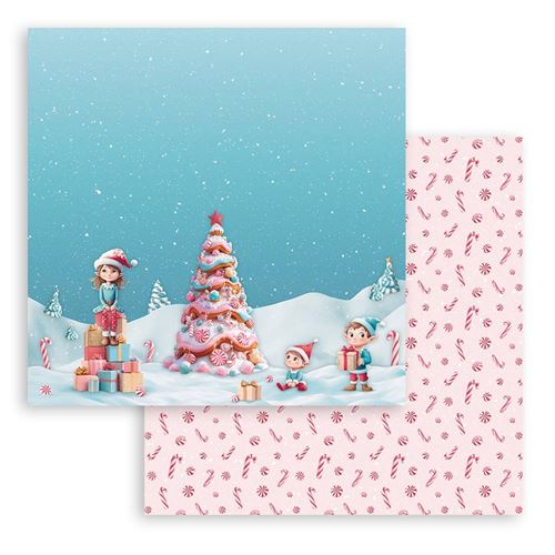 Carta Scrap Candy Christmas albero Natale Stamperia