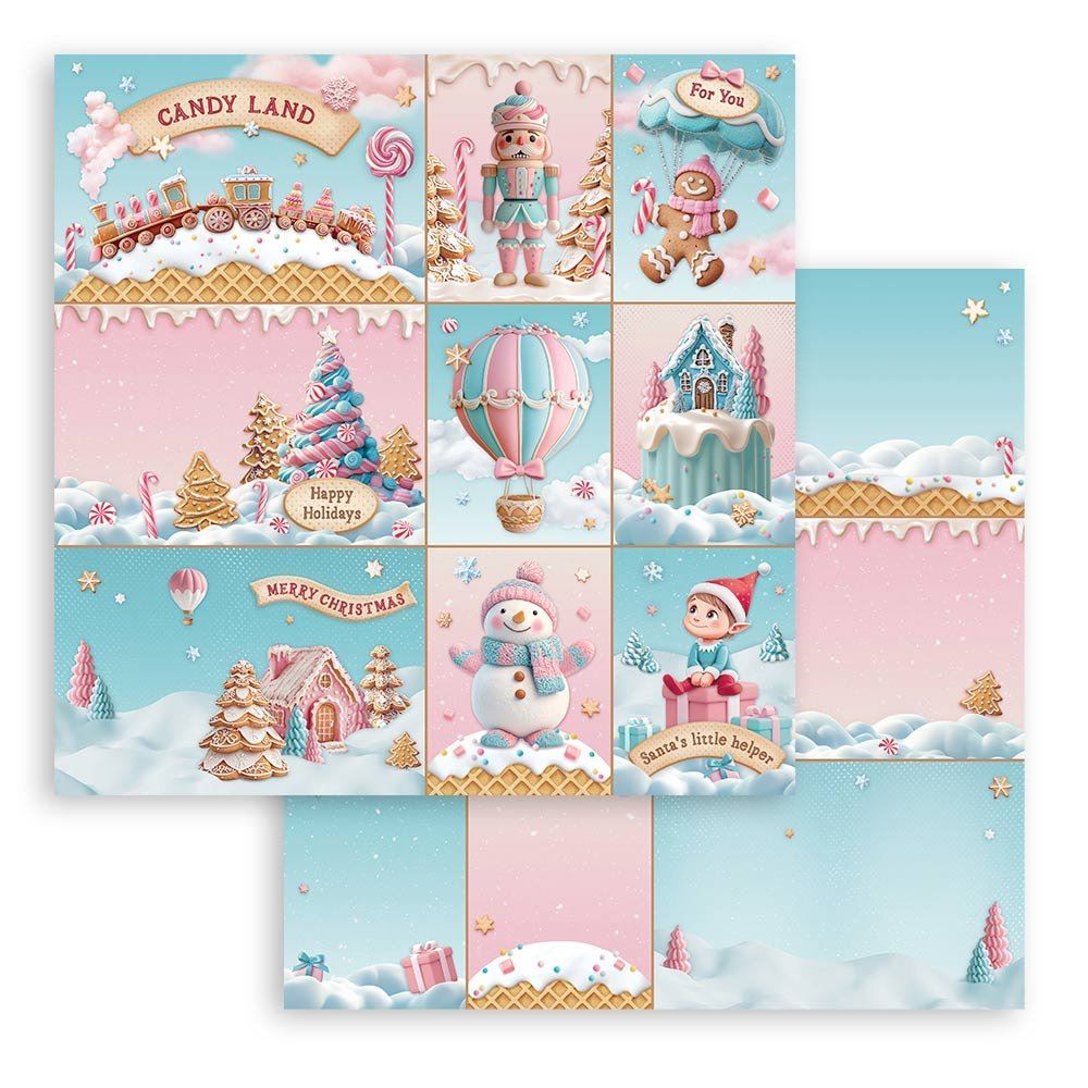 Carta Scrap Candy Christmas cards Stamperia