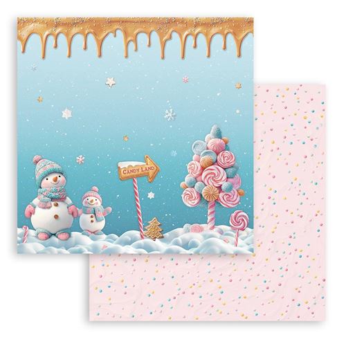 Carta Scrap Candy Christmas pupazzi neve Stamperia