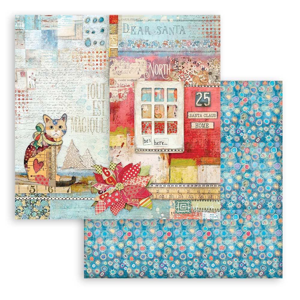 Carta Scrap Christmas Patchwork Gatto