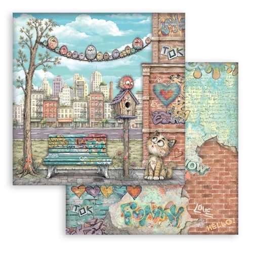 Carta Scrap Furry Friends 2 panchina e nido Stamperia