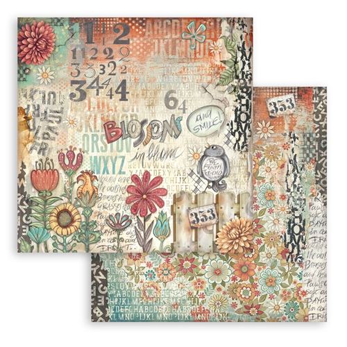 Carta Scrap Furry Friends fiori Stamperia