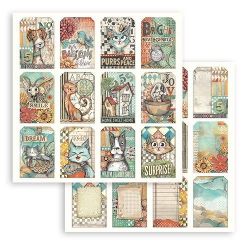 Carta Scrap Furry Friends tags Stamperia