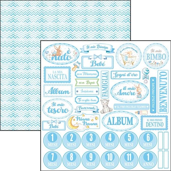 Carta Scrap Ninna Nanna Boy Cuore Italiano