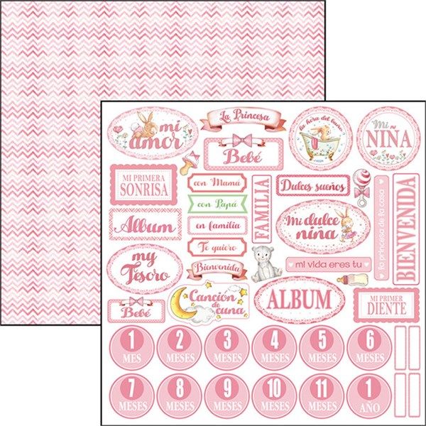 Carta Scrap Ninna Nanna Girl Cuore Spagnolo