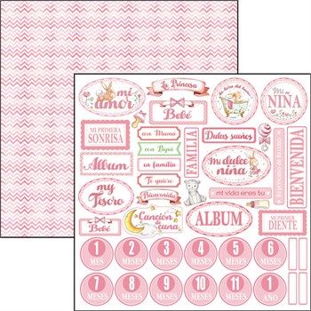 Carta Scrap Ninna Nanna Girl Cuore Spagnolo