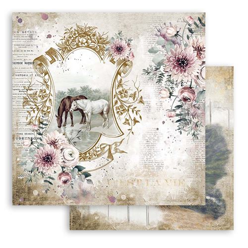 Carta Scrap Romantic Horses lago