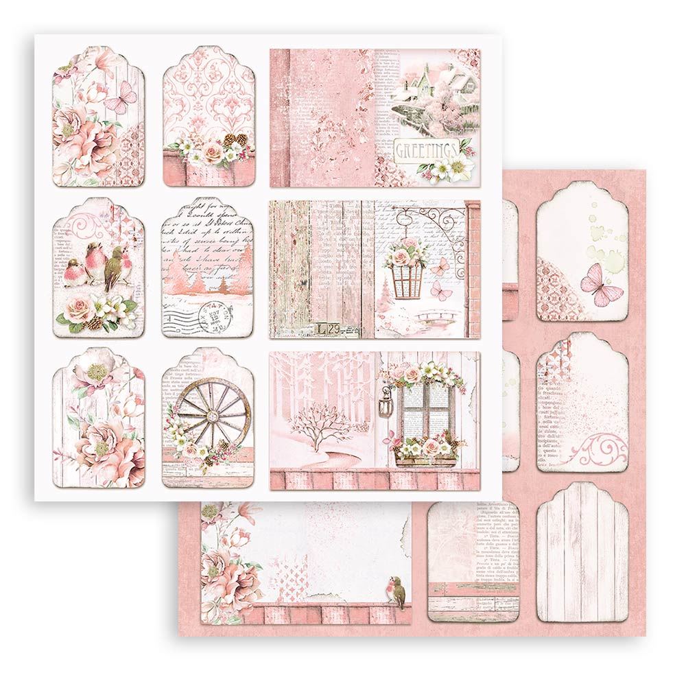 Carta Scrap Roseland tags Stamperia