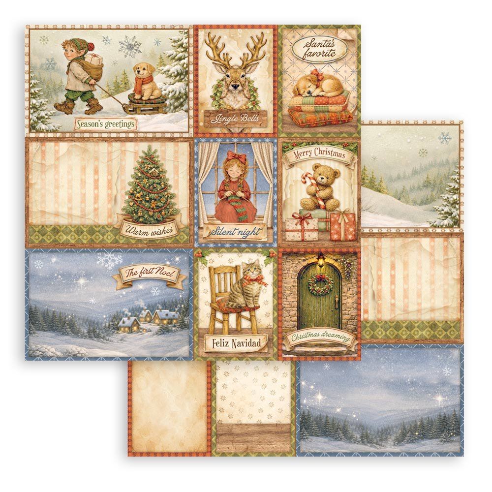 Carta Scrap Silent Night cards assortite Stamperia