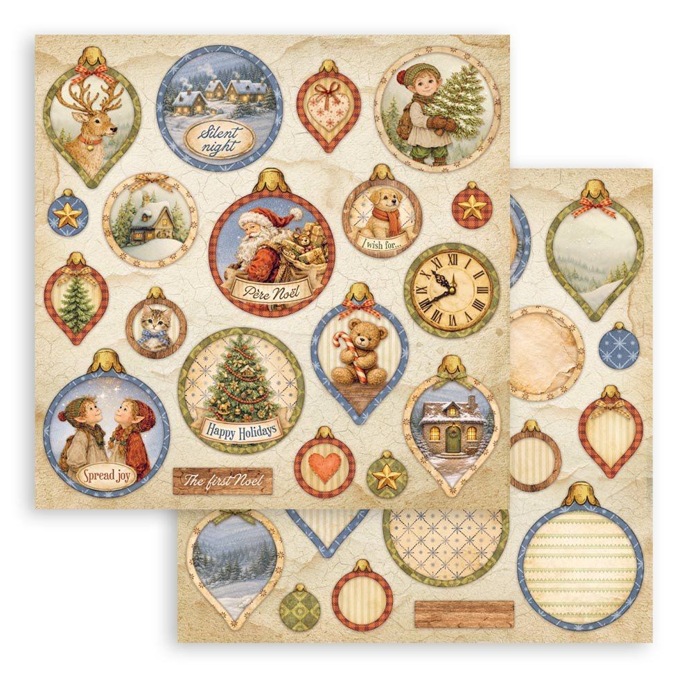 Carta Scrap Silent Night palline Stamperia