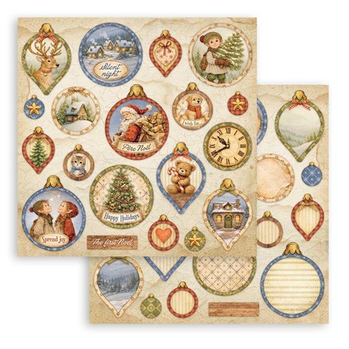 Carta Scrap Silent Night palline Stamperia