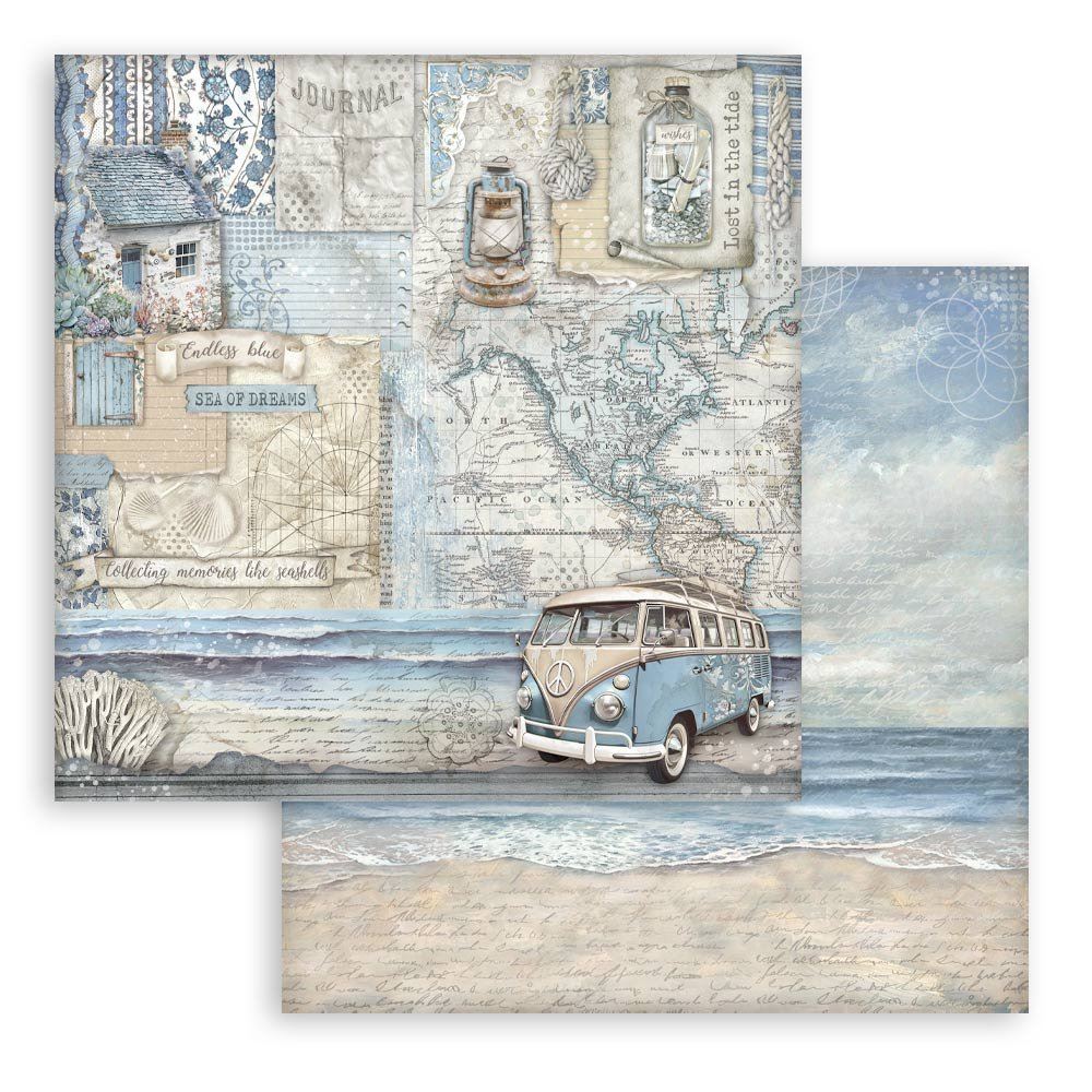 Carta Scrap Silent Sea Pulmino Stamperia