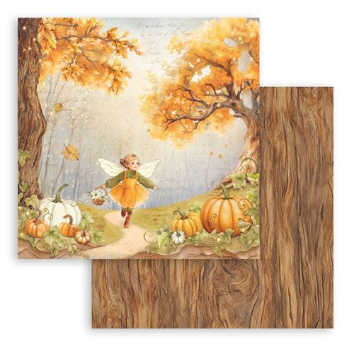 Carta Scrap Whispering Woods fatina e zucche Stamperia