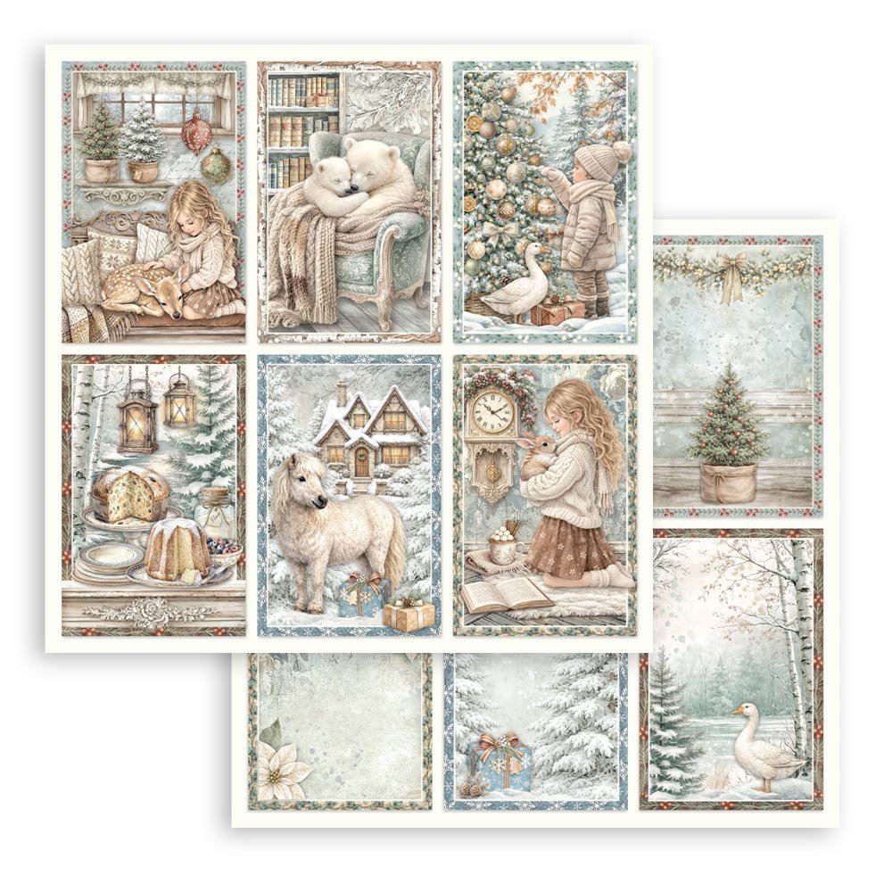 Carta Scrap White Christmas 6 cards Stamperia