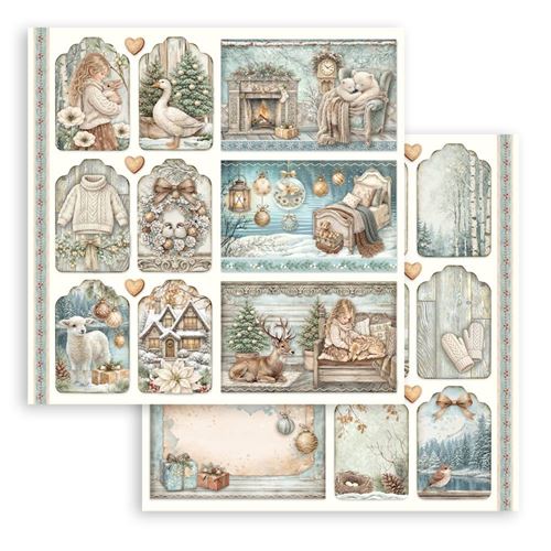 Carta Scrap White Christmas cards e tag assortiti Stamperia