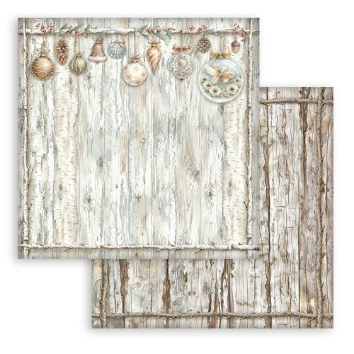 Carta Scrap White Christmas effetto legno Stamperia