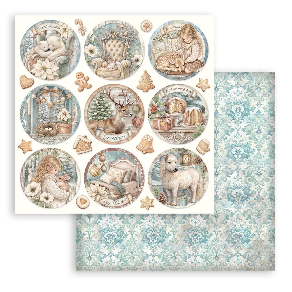 Carta Scrap White Christmas tondi Stamperia