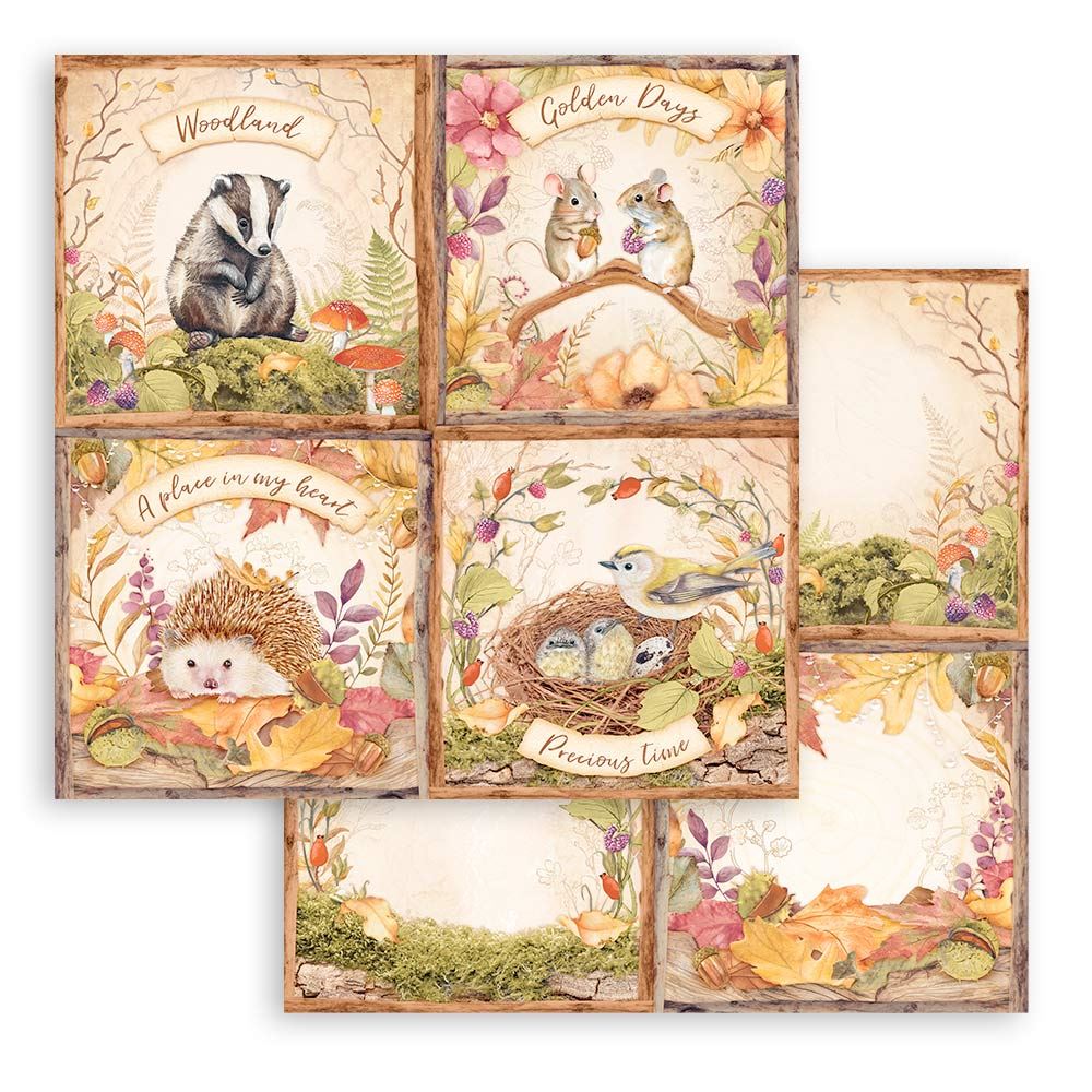 Carta Scrap Woodland 4 cards Stamperia